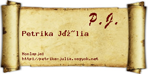 Petrika Júlia névjegykártya